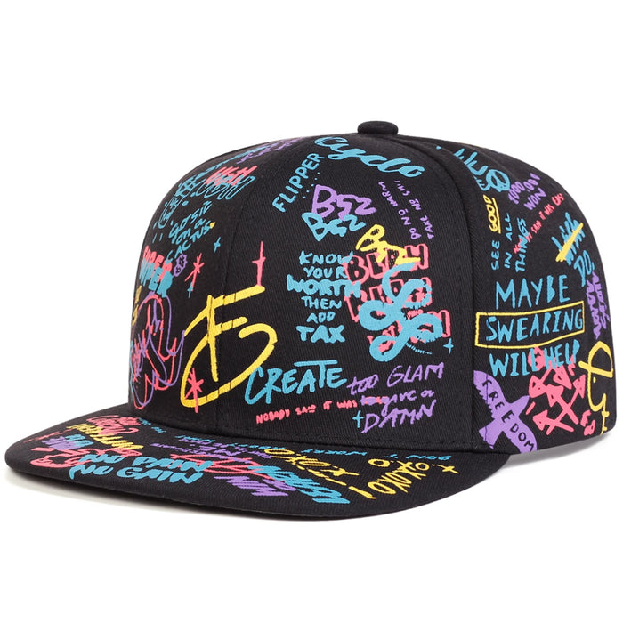88 Letter Graffiti Print Unisex Hip Hop Hat Adjustable Baseball Cap For Spring / Autumn