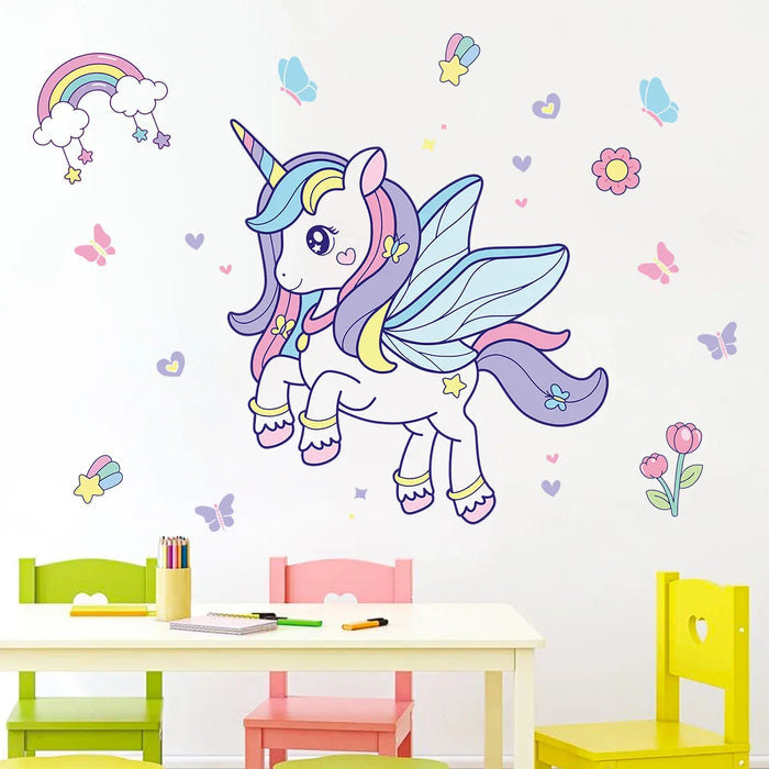 Colourful Unicorn Wall Decals For Kids Room Decor