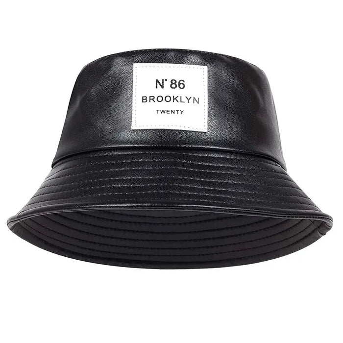 Stylish Unisex Pu Leather Bucket Hat For Outdoor Sun Protection