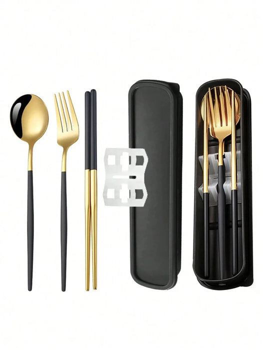 3 Piece Stainless Steel Cutlery Set With Storage Box Perfect For School Or Picnics