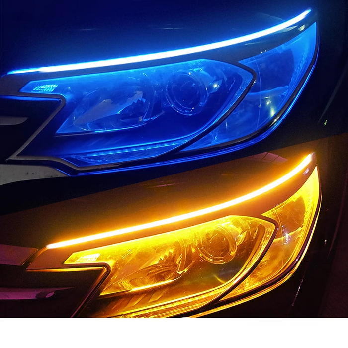 2Pcs Flexible Led Drl Car Daytime Running Lights White / Yellow 12V