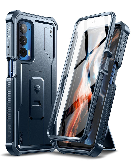 For Motorola Moto Edge 2021 Heavy Duty Military Grade Shockproof Protective Kickstand Case With Built In Screen Protector