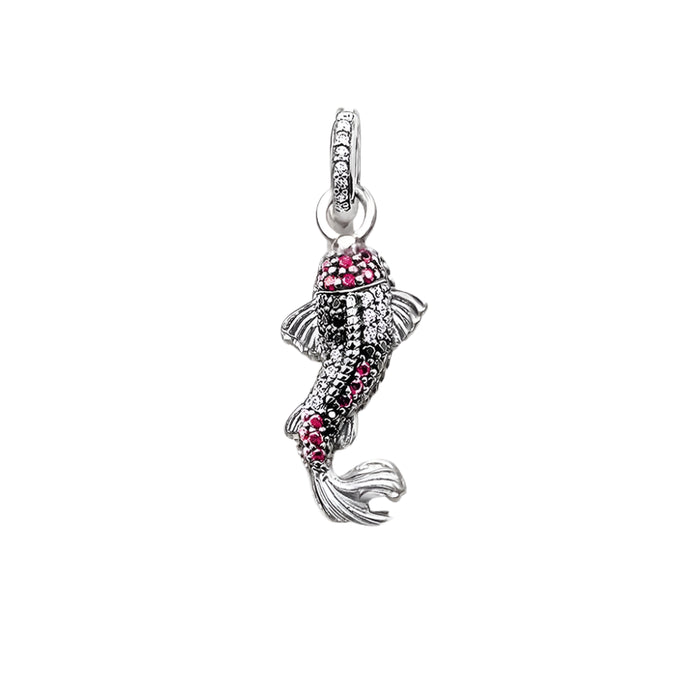 925 Sterling Silver Red Koi Fish Pendant Fashion Jewelry For Women