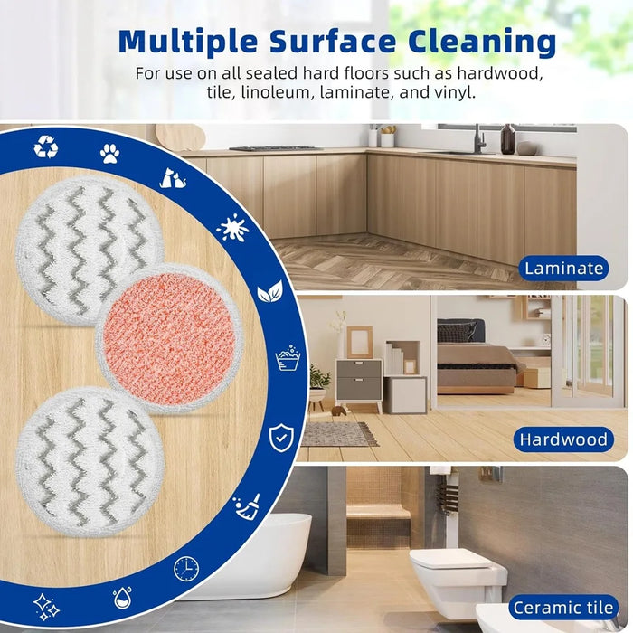 6 Pack 3897A Mop Pads For Bissell Spinwave Smartsteam Vacuum 3897A 4 Scrubby Pads + 2 Heavy Scrub Pads Parts# 1641112