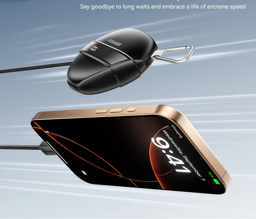 10000Mah Digital Display Power Bank With Retractable 22.5W Fast Charger Built In Lighting Sos For Outdoor Iphone Xiaomi