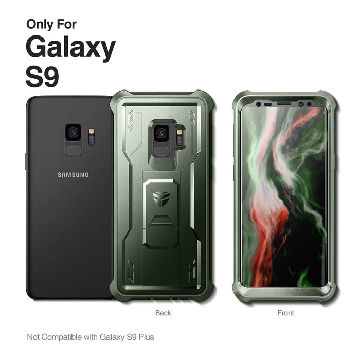 For Samsung Galaxy S9 Heavy Duty Military Grade Protection Shockproof Case Built In Screen Protector And Kickstand