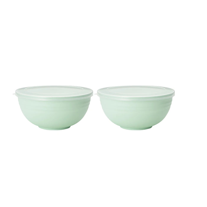 2 / 4 / 6 Piece Reusable Light Green Plastic Bowls With Lids