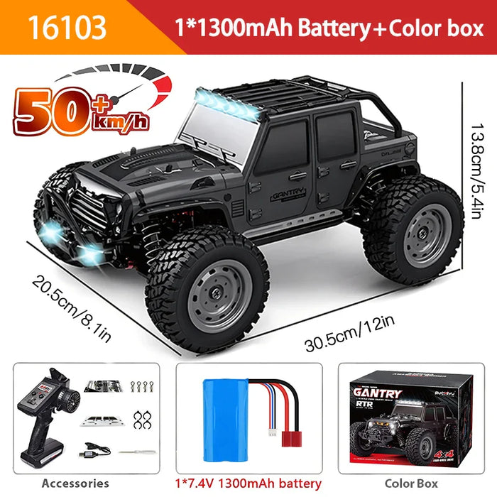 High Speed 4wd Rc Car LED Lights Remote Control 50km/h Drift Monster Truck for Kids
