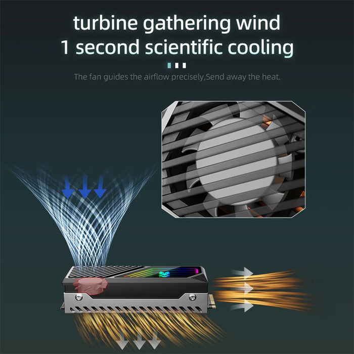 Rgb M.2 2280 Ssd Heatsink M.2 Radiator 5V 3 Pin Argb Solid State Drive Cooler Built-In Fan Hard Drive Heatsink For M.2 2280 Ssd