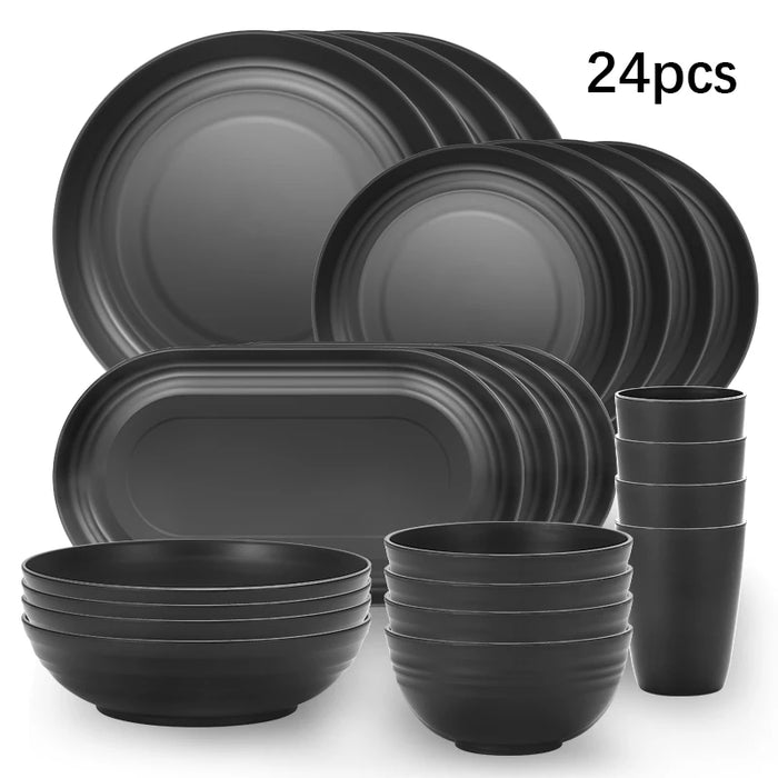 24 Piece Plastic Cutlery Set For Outdoor Camping