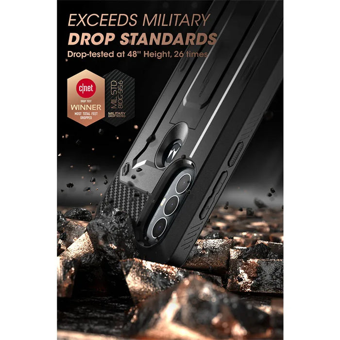 For Moto G 2022 Release Ub Pro Full-Body Rugged Belt Clip & Kickstand Case With Built-In Screen Protector