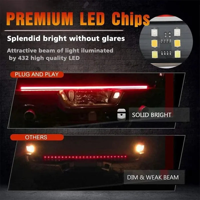 12V 48 / 60 Led Car Brake Turn Signal Light Strip For Pickup Truck Rear Tail Double Flash