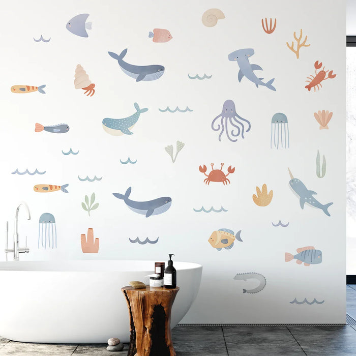 Cartoon Marine Animal Wall Sticker For Home Decor