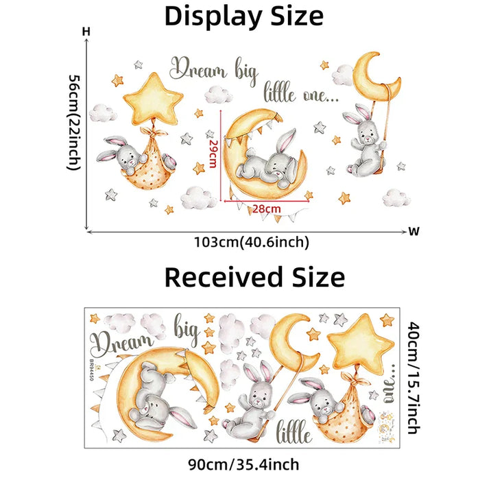 Adorable Watercolour Bunny Wall Stickers For Kids Room Decor