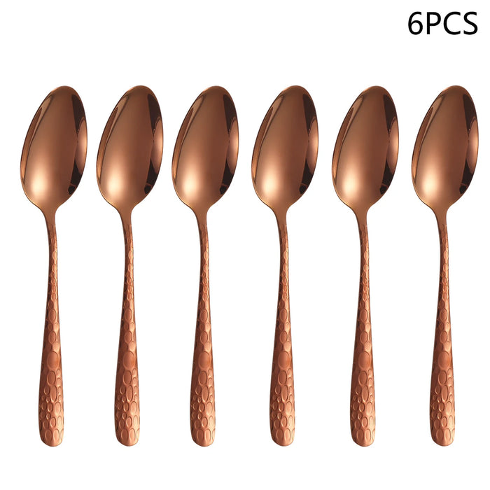 4 / 6 / 16 / 24 Piece Stainless Steel Rose Gold Tableware Set