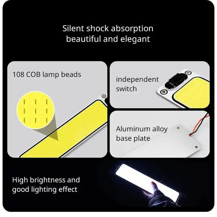 12-85V Led Car Interior Cob Lamp Strip With On / Off Switch Van Lorry Truck Camper Boat