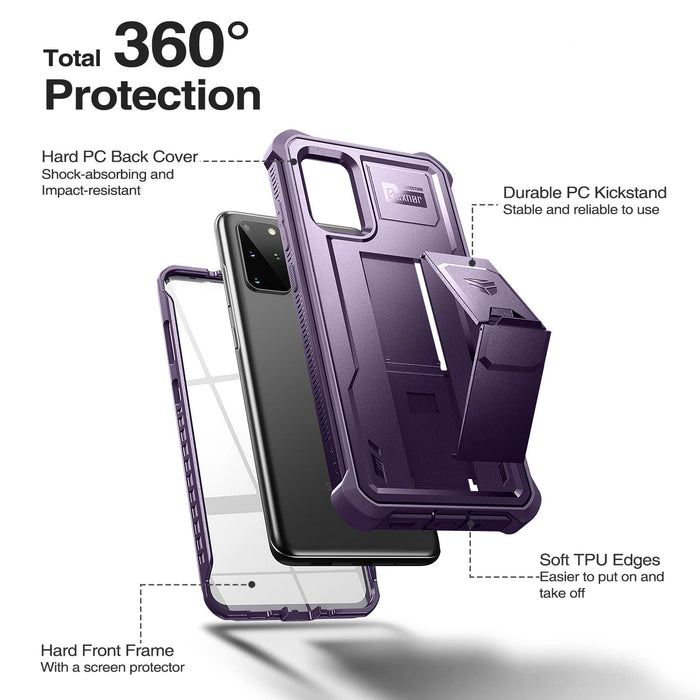 For Samsung Galaxy S20+ 5G 6.2 Inch With Built In Screen Protector Heavy Duty Protection Shockproof Kickstand Case