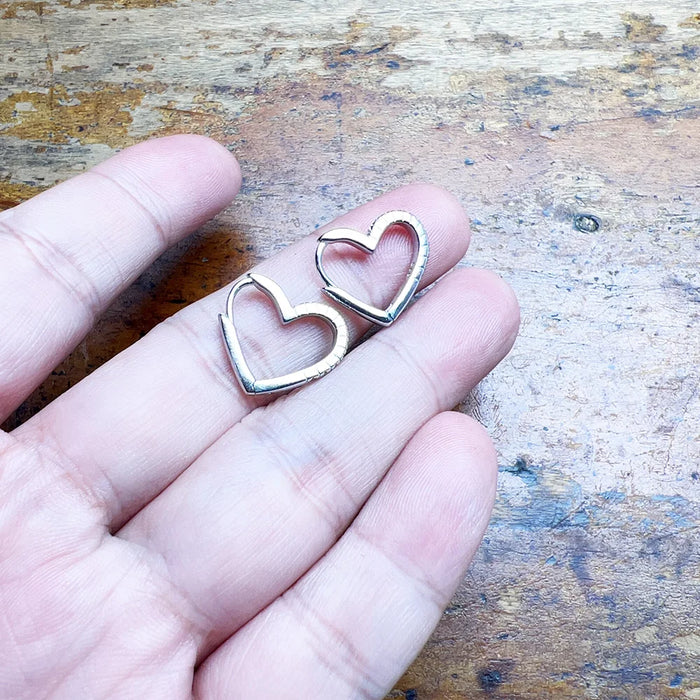 925 Sterling Silver Romantic Gift Heart Hoop Earrings White Stones Women Fine Jewelry