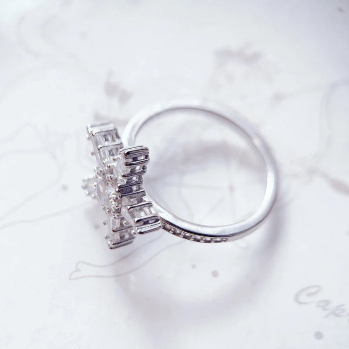 925 Sterling Silver White Star Ring Elegant European Style Fine Jewelry For Women Timeless Super Deals