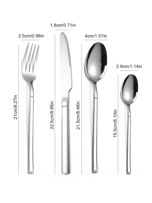 4 Piece Stainless Steel Cutlery Set Steak Knife Dessert Fork Spoon