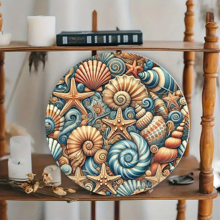 Coastal Iron Wall Art With Seashell Motifs 8-Inch Decor For Home Or Office