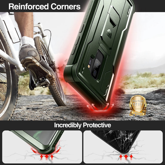 For Samsung Galaxy S9 Plus 360 Degree Protection Hard 2 In 1 Bumper Grade Shockproof Case With Built-In Screen Film