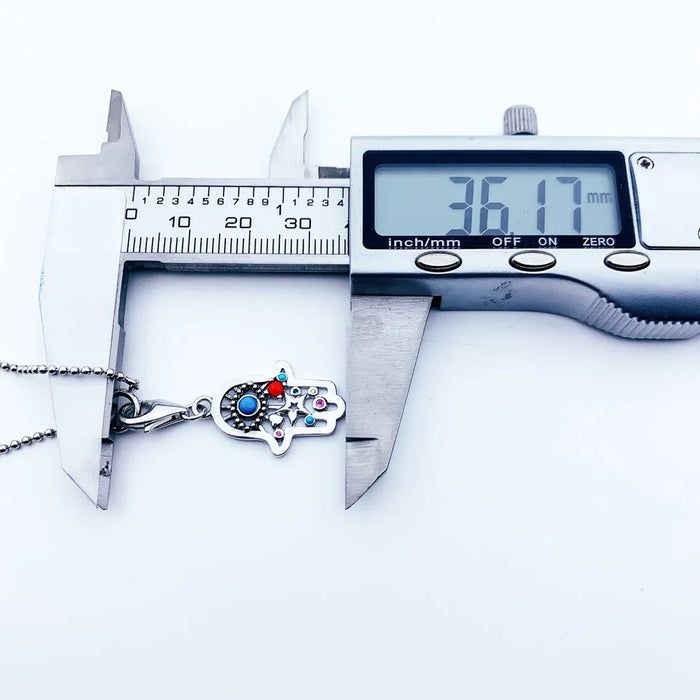 925 Sterling Silver Bohemia Hand Of Fatima Charm Necklace For Women & Men