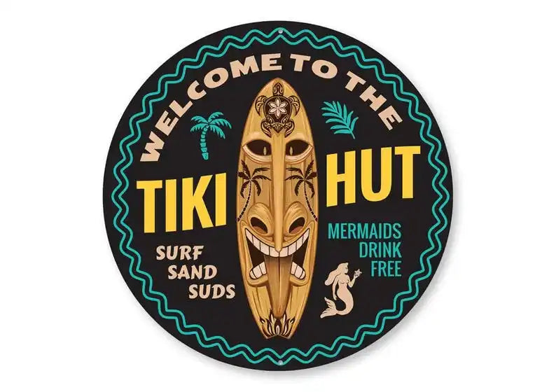 Tropical Tiki Bar Sign Metal Decor