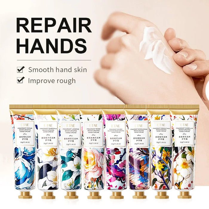 8 Piece Flower Fragrance Hand Cream Set For Moisturizing Nourishing And Repairing Hands