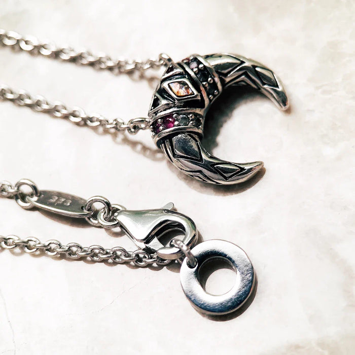 925 Sterling Silver Bohemia Tiger Tooth Necklace Link Chain For Women