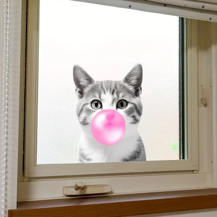 Watercolour Bubble Cat Window Sticker For Kids Room Decor