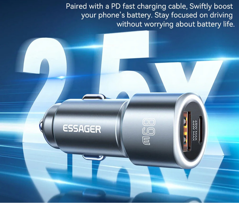 Usb C Car Charger 89W 2 Ports Super Fast Charge Pd Qc 3.0 Car Phone Charger For Iphone 15 Xiaomi Huawei Oneplus Realme