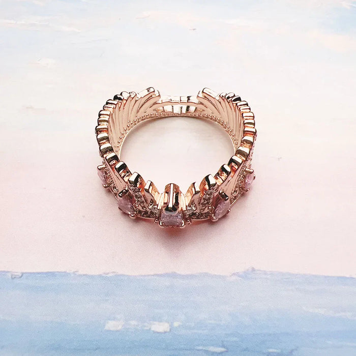 925 Sterling Silver Romantic Gift Rose Gold Phoenix Wing Ring