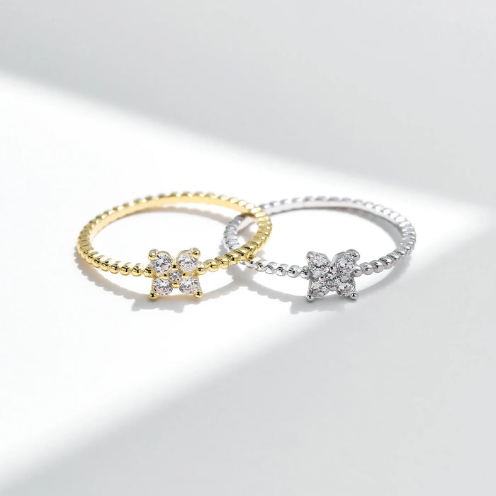 925 Sterling Silver D Colour Moissanite Clover Ring