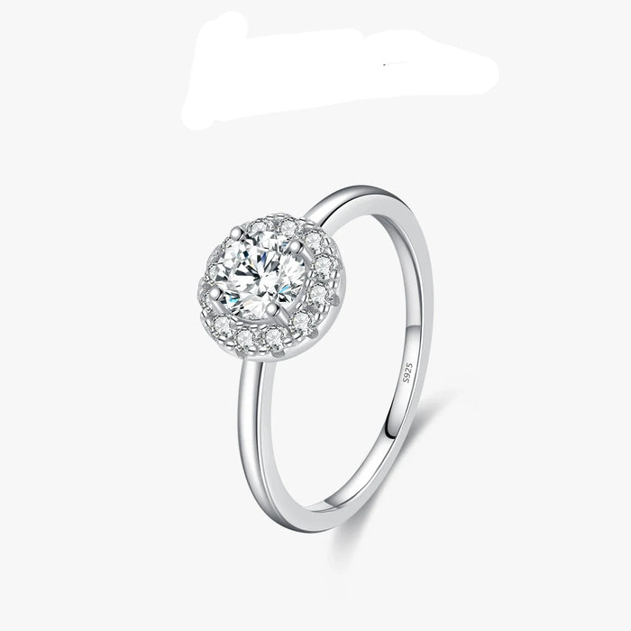 925 Sterling Silver 0.5Ct D Colour Vvs1 Round Moissanite Ringwedding Jewelry