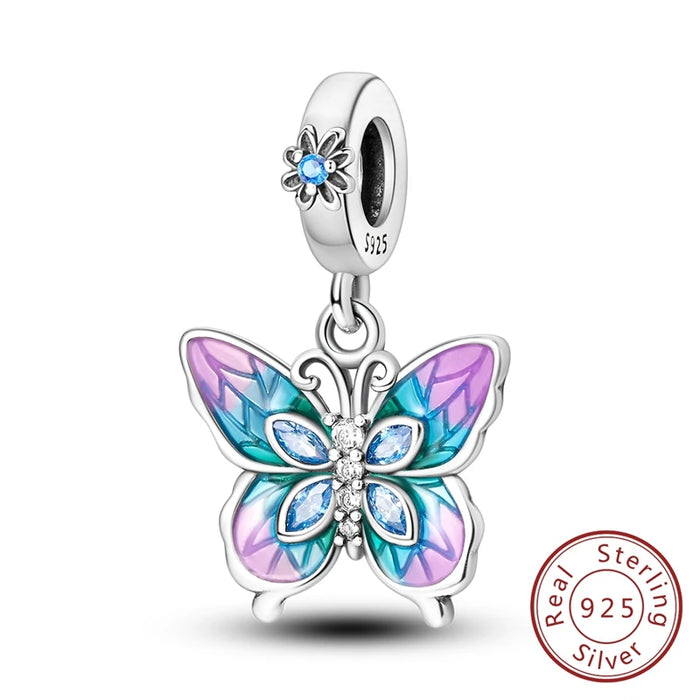 925 Sterling Silver Butterfly Pendant Fits Bracelet Diy Gift For Women