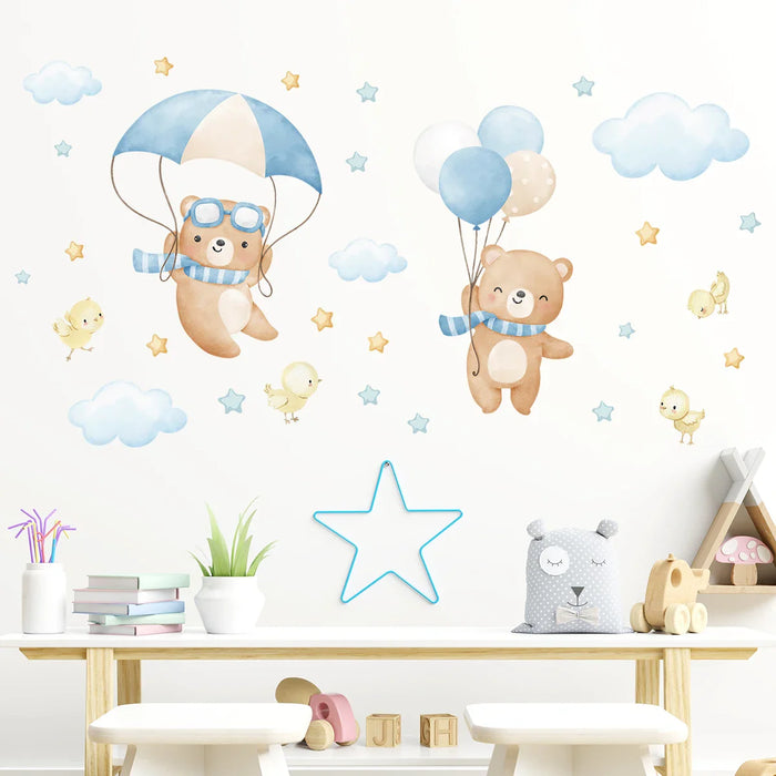 Adorable Cloud Bear Wall Sticker For Kids Room Decor