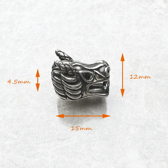 925 Sterling Silver Dragon'S Head Bead European Charm For Rebel Street Style