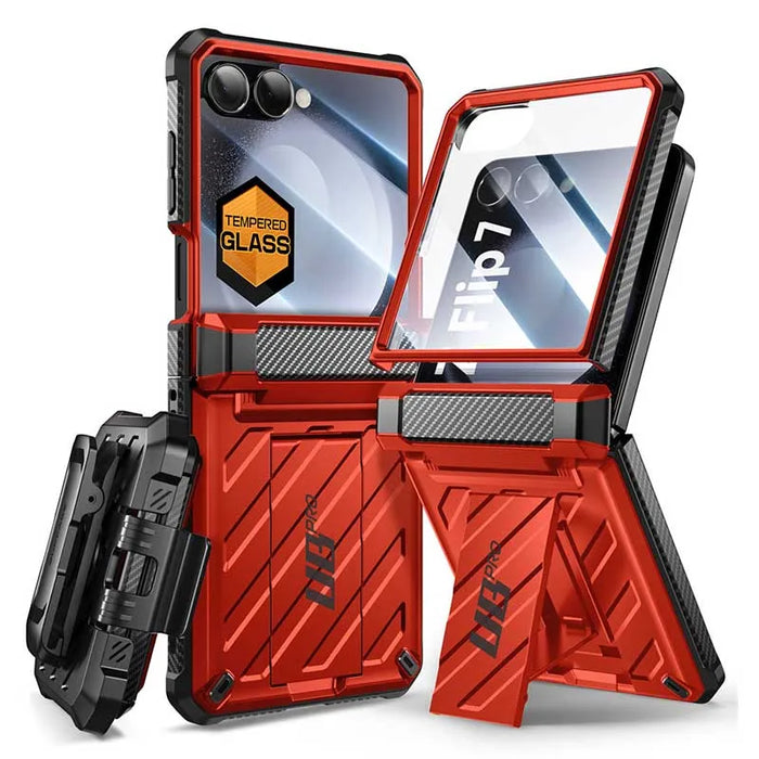 For Samsung Galaxy Z Flip 7 Ub Pro Full Body Military-Grade Phone Case With Built-In Stand & Screen Protector