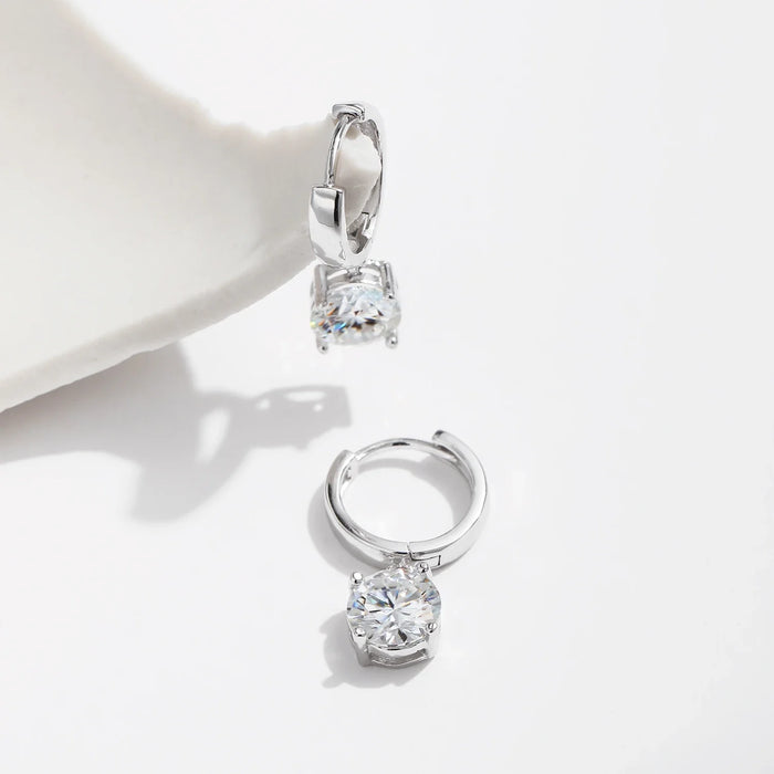 925 Sterling Silver 1.0Ct D Moissanite Hoop Earrings In For Women