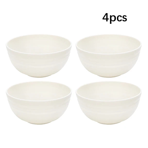 4 / 16 Piece White Plastic Tableware Set Plates Bowls Cups Fruit & Dessert
