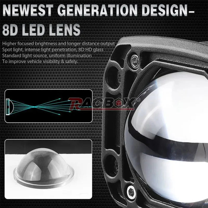 Off Road 4X4 12V 24V Led Work Light 6000K White 3500K Yellow Fog Lights Flush Mount 8D Lens Jeep Truck Compatible