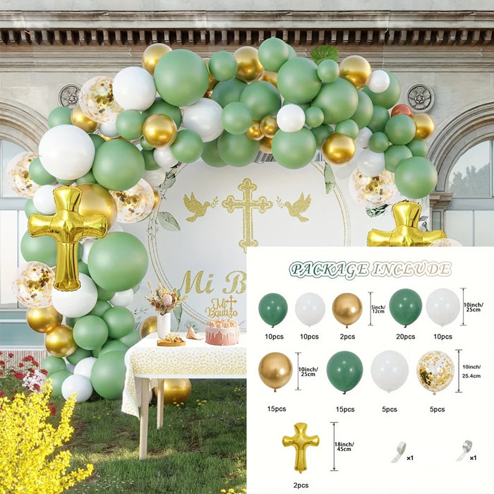 96Pcs First Eucharist Balloon Garland Arch Set Cross Balloon Suitable For God Blessed Baptist Birthday Party Shower Decoration