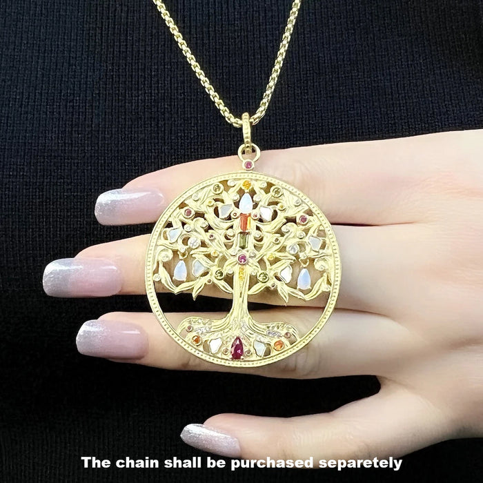 925 Sterling Silver Golden Colourful Tree Pendant 2022 Summer Romantic Jewelry Gift For Women