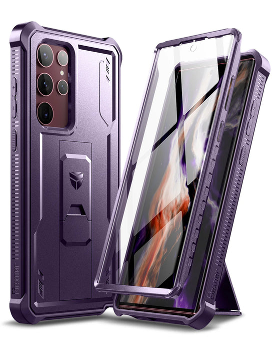 For Samsung Galaxy S22 Ultra Full Body Bumper Military Armor Shockproof Case Bracket With Built-In Screen Protector