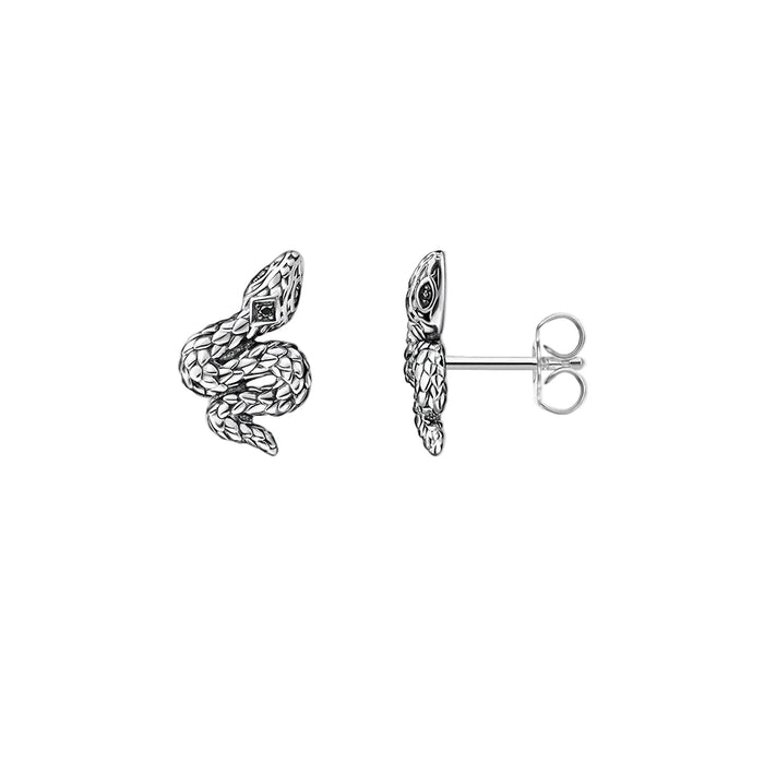 925 Sterling Silver Blackened Snake Ear Studs