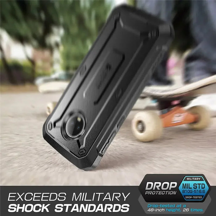 For Moto G6 Ub Pro Full-Body Rugged Holster Case With Built-In Screen Protector