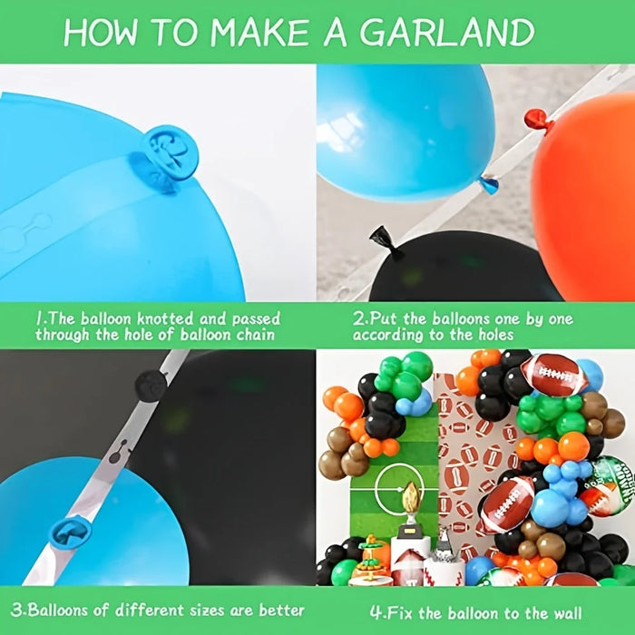 120Pcs Rugby Balloon Wreath Arch Kit Sports Themed Party Birthday Celebration Decor Upholstery Decorating Supplies