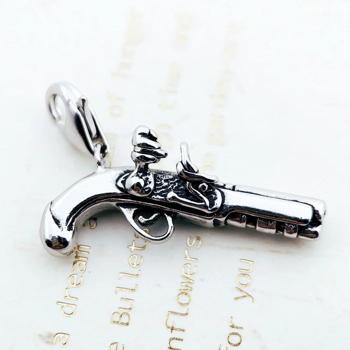 925 Sterling Silver Rebel Pirate Gun Pendant Fashion Accessory For Men & Women
