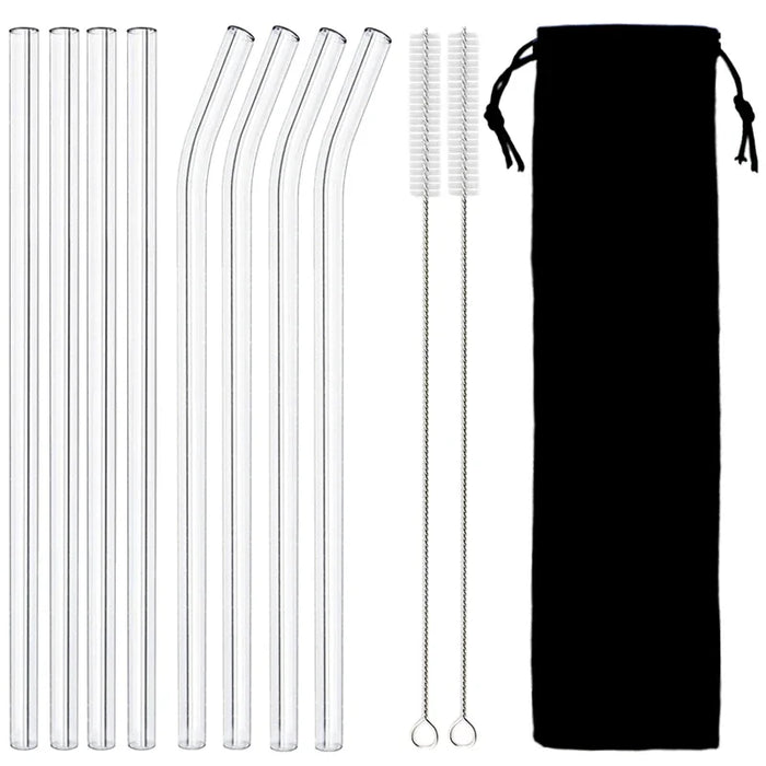 8 Piece Eco Friendly Glass Straws For Drinks Reusable High Borosilicate Party Favors